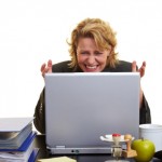 frustrated woman at computer